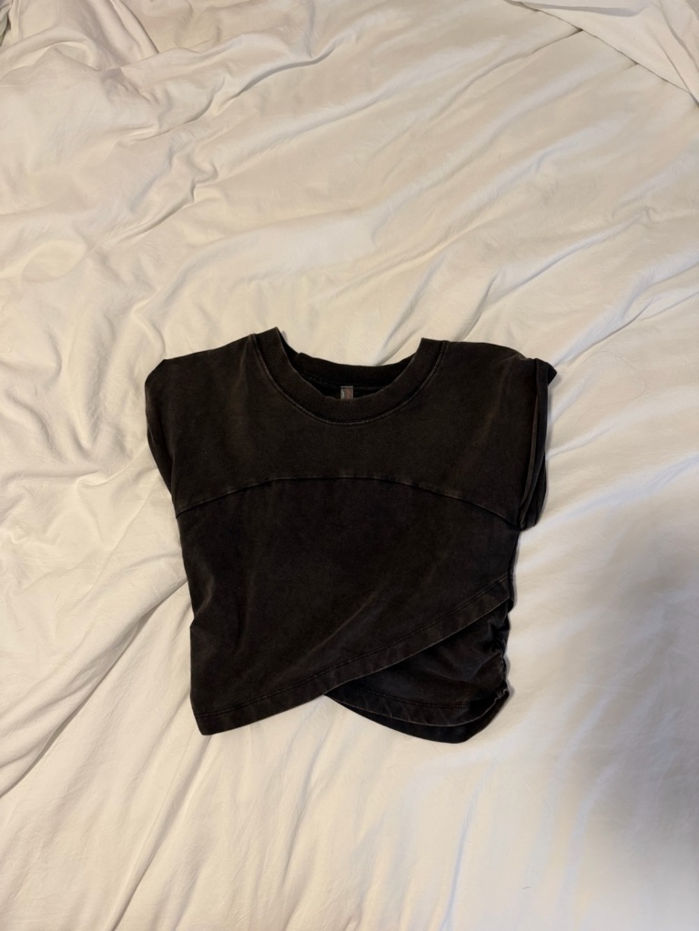 Free People Black Asymmetrical Ribbed Tank Top